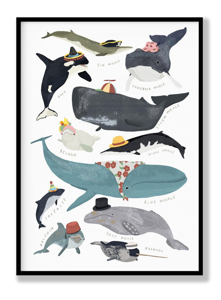 Whales In Hats Poster
