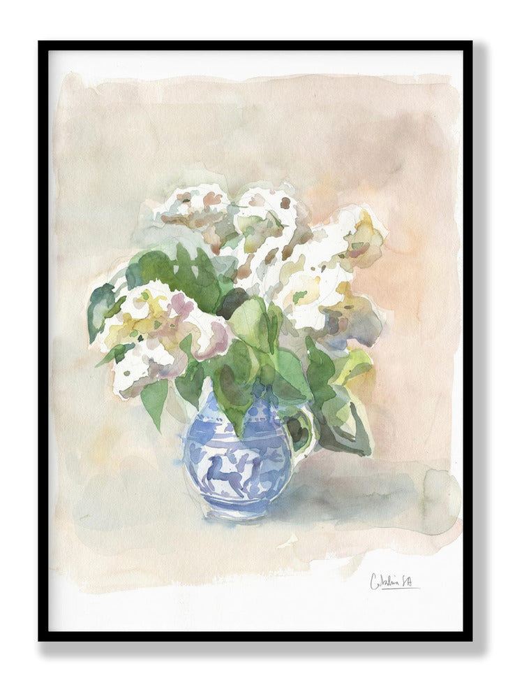 White Lilacs In A Vase Watercolor Plakat