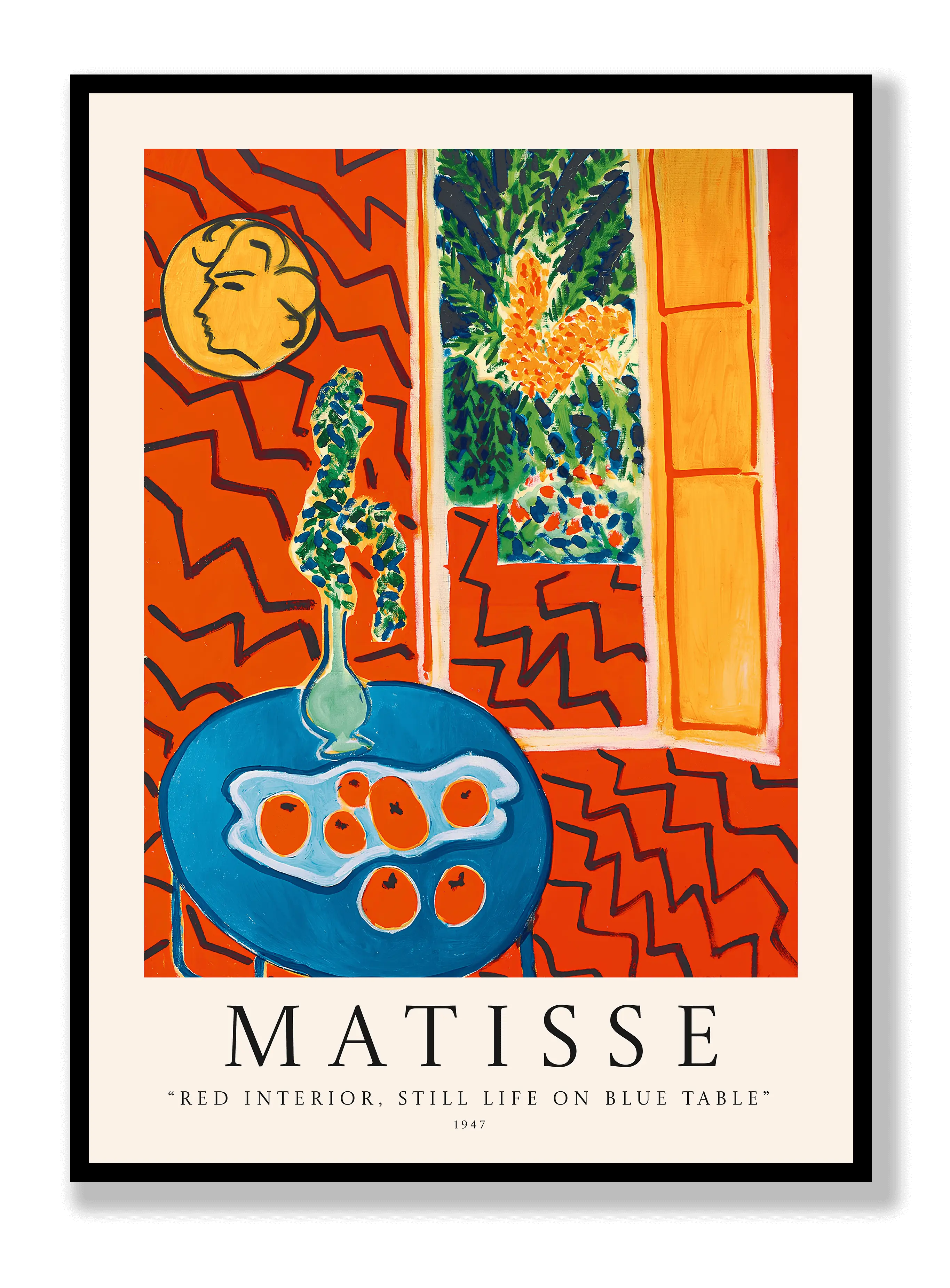 Henri Matisse - Rotes Interieur. Stillleben auf einem blauen Tisch Poster