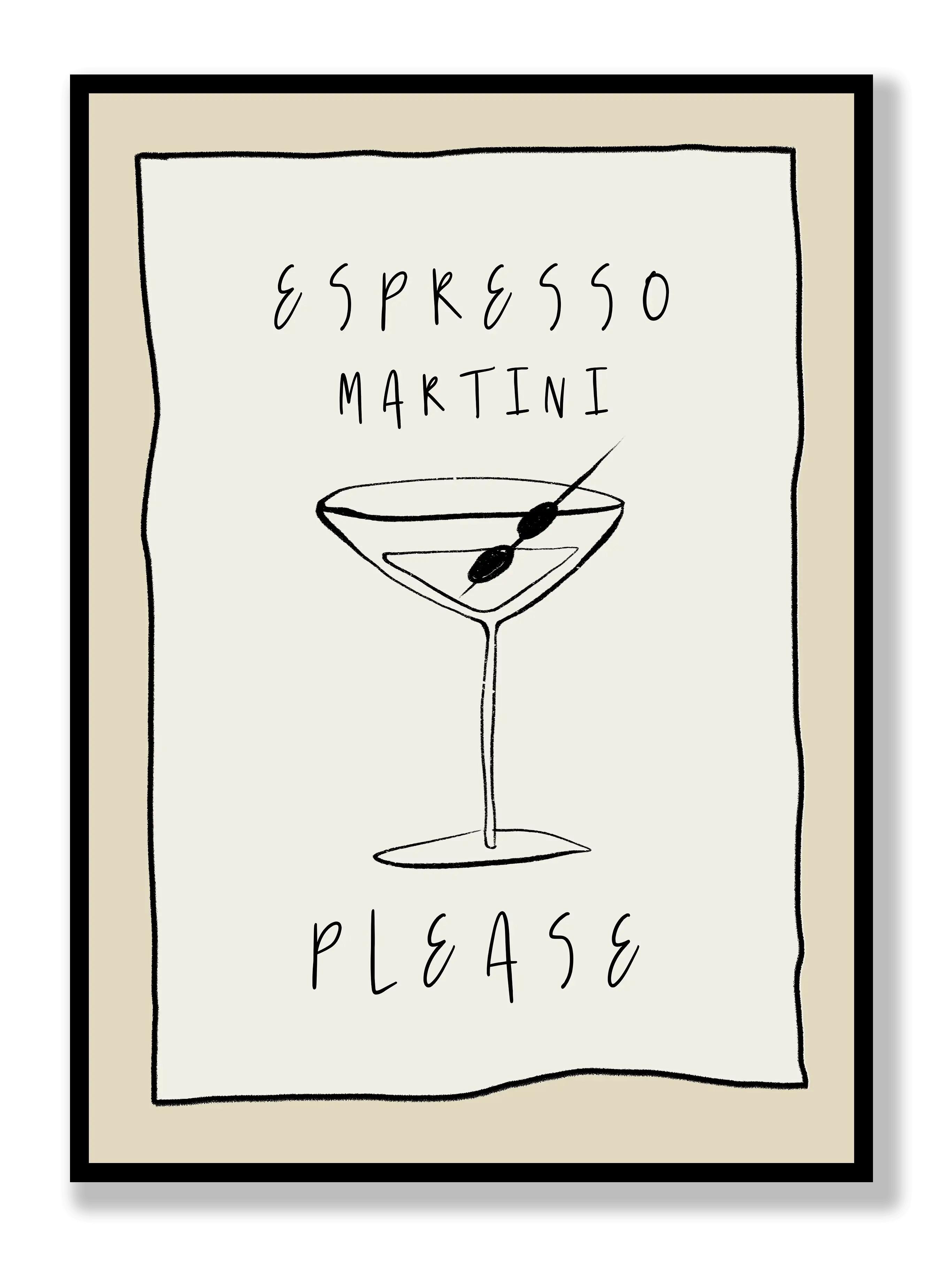 Espresso Martini Line Art Plakat