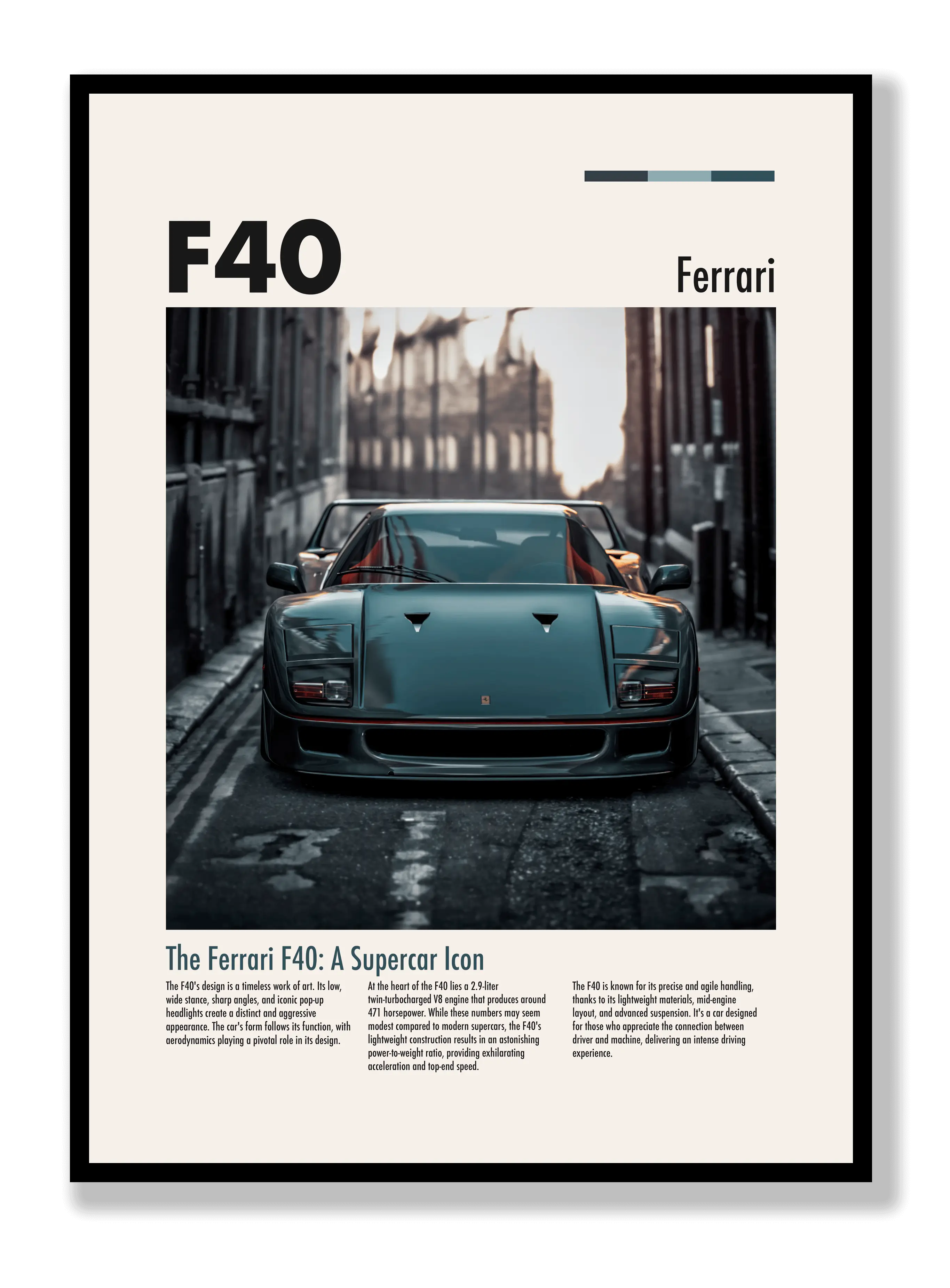 Ferrari F40 Schwarz Poster