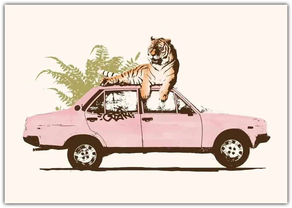 Tiger On Car Plakat
