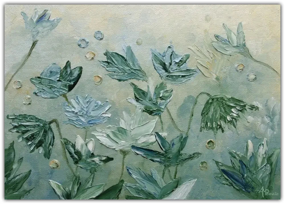 Dark Sea Green Flowers Plakat