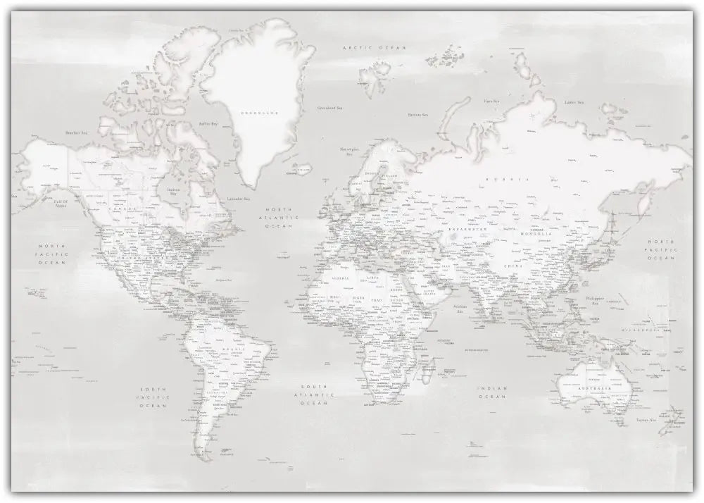 Detailed world map with cities, Maeli neutral Plakat